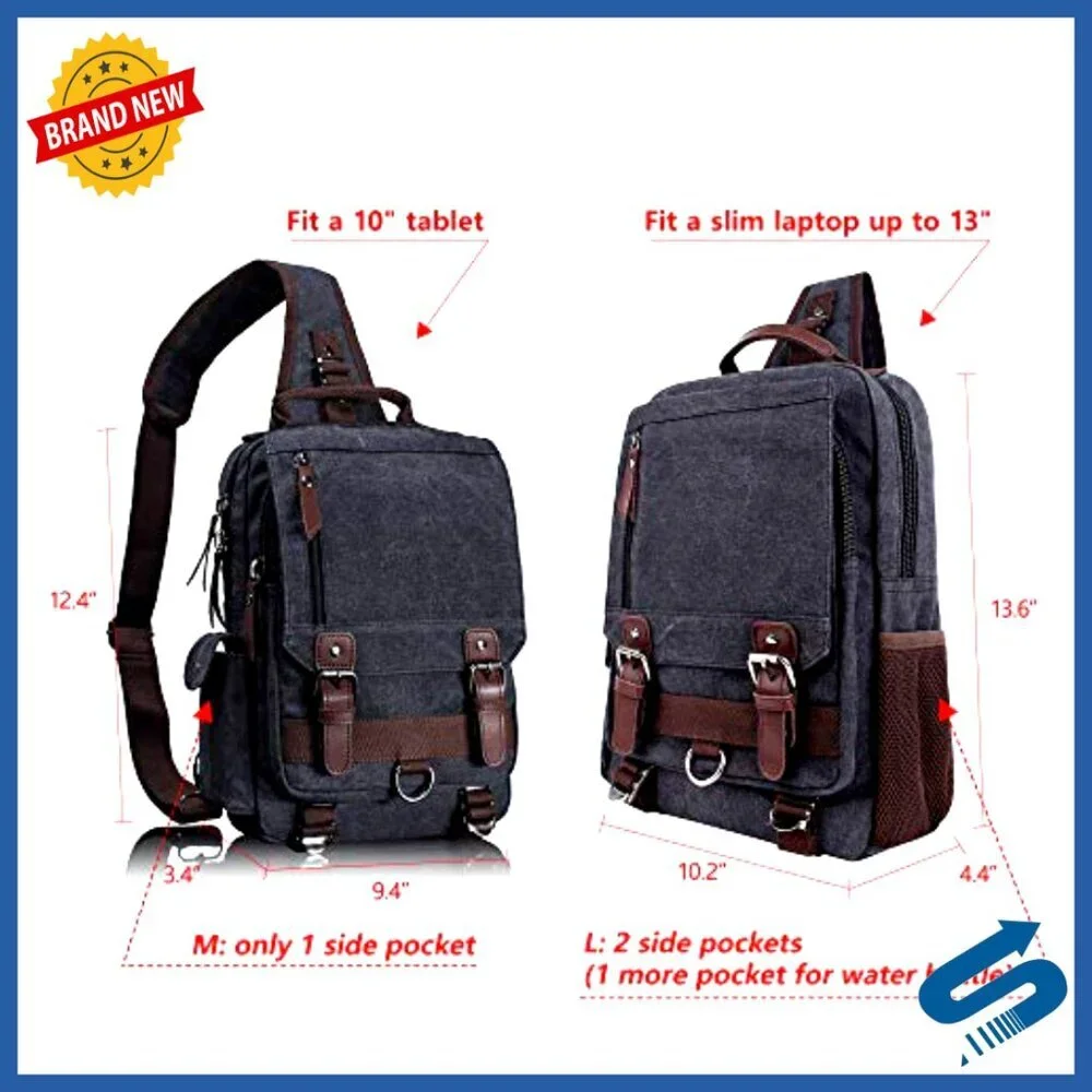 Retro Canvas Messenger Bag Crossbody Sling Bag Vintage Unisex Travel Daypack